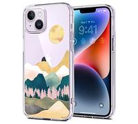 Unov Coque compatible avec iPhone 14, iPhone 13, transparente avec motif en relief - TPU souple - Protection fine - 6,1" (montagnes Sierra)