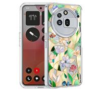Unov Coque compatible avec Nothing Phone 3a Pro 5G - Transparente avec fleur florale - Verre teinté - TPU souple - Absorption des chocs - Fine - Motif gaufré