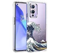 Unov Coque Compatible avec OnePlus 9 5G - Transparente - en TPU Souple - Absorption des Chocs - Motif gaufré - Coque arrière de Protection pour OnePlus 9 5G - 6,5" (Great Wave)