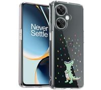 Unov Coque compatible avec OnePlus Nord N30 5G - Transparente - Avec motif en TPU souple - Absorption des chocs - Fine - Motif gaufré - 6,7" (dinosaure arc-en-ciel)