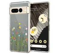 Unov Coque compatible avec Pixel 7 Pro - Transparente avec motif fin - Protection en TPU souple - Motif floral en relief - 6,7" (bouquet de fleurs)
