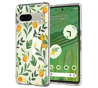 Unov Coque compatible avec Pixel 7 - Transparente - Avec motif - Design fin - Protection en TPU souple - Motif gaufré avec pare-choc - Fleurs - 6,3" (arômes d'agrumes)