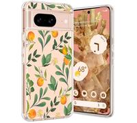 Unov Coque compatible avec Pixel 8 - Transparente - Avec motif fin - Protection en TPU souple - Motif floral en relief (saveurs d'agrus)