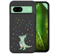 Unov Coque Compatible avec Pixel 8A 5G - Coque en TPU Souple - Absorption des Chocs - Motif gaufré Fin (Dinosaure Arc-en-Ciel)