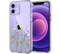 Unov Coque pour iPhone 12 Max iPhone 12 Pro Transparent avec design fin et souple TPU Bumper motif gaufré pour iPhone 12 Max 6,1 pouces (bouquet de fleurs)