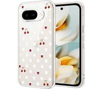 Unov Coque pour Pixel 9a - Transparente - Fine - En TPU souple - Anti-chocs - Motif en relief - Absorption des chocs (pois à pois)