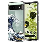 Unov Coque Transparente Compatible avec Google Pixel 6a 5G 6,1'' - Design en TPU Souple Absorbant les Chocs, Fine Motif en Relief (Grande Vague)