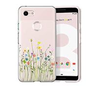Unov Pixel 3 Coque transparente avec motif en TPU souple absorbant les chocs fine en relief motif floral Coque arrière de protection pour Pixel 3 5,5" (bouquet de fleurs)