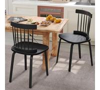 Unovivy Lot de 2 chaises de salle à manger Windsor en bois, chaises de cuisine de ferme, chaises de cuisine noires pour salle à manger, restaurant