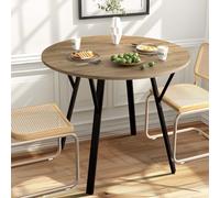 Unovivy Table de salle à manger ronde de 89,9 cm pour 2 à 4 personnes, table de cuisine circulaire moderne avec plateau en bois pour petit espace, salle à manger, cuisine, gris antique
