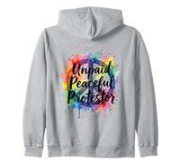 Unpaid Peaceful Protestor Peace Sign Aquarelle Splash Art Sweat à Capuche