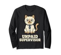 Unpaid Supervisor Funny Cat Owner Work Humor Manche Longue