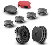 UnPtios Bobine Fil Coupe Bordure Convient pour Bosch F016800351 Coupe Bordures, Ø1.6 cm*6.1m Remplacements F016F04557 Pièces de Rechange pour Coupe-Bordures (6 Fil Coupe Bordure,2 Couvercle)