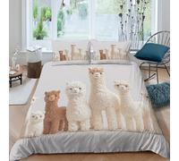 UNRXJZLVM Alpaca Plush Toys Housse de Couette Résistante Microfibre résistante 3 Pièces 3D Effet Soft Cuddly Style Linge de Lit avec Taie d'oreiller Hypoallergique for Filles Ado Single（135x200cm）
