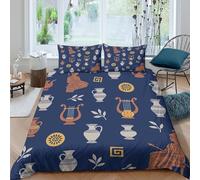 UNRXJZLVM Ancient Greek Parure de Lit 3 pièces 3D Effet Microfibre résistante Classical Pottery Linge de Lit avec Taie d'oreiller Entretien Facile for Femmes Super King（260x220cm）