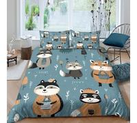 UNRXJZLVM Animaux de la forêt Mignons Parure de Couette 3D imprimée Microfibre Décoration Chambre Ensemble de literie Animaux Respirant pour Adultes Adolescents Maison Super King（260x220cm）