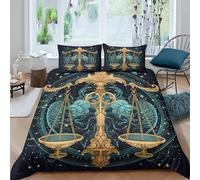 UNRXJZLVM Astrologie Élément 3D Impression Housse de Couette Balance Microfibre Décoration Chambre Parure de Lit Signe Astrologique pour Adulte Doux Respirant Super King（260x220cm）