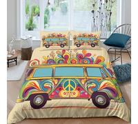 UNRXJZLVM Boho Vintage 3D Imprimé Housse de Couette Microfibre pour Adulte Déco Chambre Ensemble de Literie Combi Hippie Doux Respirant Cadeau Single（135x200cm）