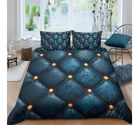 UNRXJZLVM Décor Luxe Parure de Lit 3D Imprimée Motif Bouton Housse de Couette Microfibre Ensemble de Literie Matelassé Adulte Toucher Doux King（220x240cm）