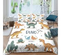 UNRXJZLVM Dinosaures Mignons Housse de Couette 3D Imprimée Microfibre Ensemble de Linge de Lit Décoration Chambre Enfants Adolescents Adultes Super King（260x220cm）