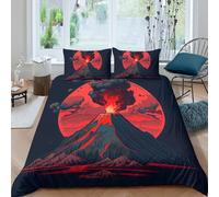 UNRXJZLVM Drap Housse Imprimé 3D Eruption Volcanique Microfibre Décoration Chambre Parure de Lit Paysage Ardente Doux et Confortable pour Adultes Super King（260x220cm）