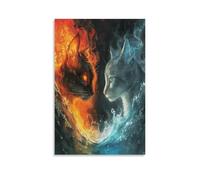 UNRXJZLVM Flame Le chat Impression Sur Toile - Image Sur Toile -DecoSourision Murale - Tableaux DécoSourision Moderne - Tableau Mural - Tableaux Pour La Mur 20x30inch(50x75cm)