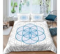 UNRXJZLVM Fleur of Life Housse de Couette 3D Effet Microfibre 3 Pièces Hypoallergique Sacred Geometry Design Linge de Lit avec Taie d'oreiller Facile d'entretien for Adolescent King（220x240cm）