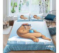 UNRXJZLVM Funny Walrus Linge de Lit Microfibre 3 Pièces Imprimé en 3D Super Douce Cartoon Animal Humor Parure de Lit avec Fermeture Éclair Résistante for Décoration de Chambre Double（200x200cm）