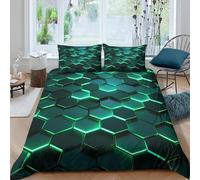 UNRXJZLVM Hexagon Lights Housse de Couette 3 Pièces Microfibre résistante 3D Imprimée Respirante Moderne Tech Design_ Ensemble De Literie avec Fermeture Éclair Ultra Douce for Fille Double（200x200cm）