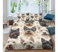 UNRXJZLVM Housse de Couette 3D Impression Chiens Mignons Microfibre Décoration Chambre Parure de Lit Animaux Douce Respirante pour Adultes Ados Super King（260x220cm）