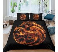 UNRXJZLVM Housse de Couette 3D Impression Dragon Flamme Microfibre Décoration de Chambre Parure de Lit Dragon de Feu Doux Respirant Double（200x200cm