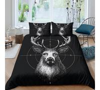 UNRXJZLVM Housse de Couette 3D Impression Motif Cerf Scandinave Microfibre Décoration Chambre Parure de Lit Cerf Doux Respirant pour Adulte Maison Double（200x200cm