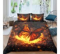 UNRXJZLVM Housse de Couette 3D Impression Papillon Flamme Microfibre Décoration Chambre Parure de Lit Papillon Douce Respirante Double（200x200cm