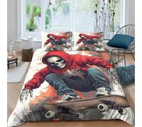 UNRXJZLVM Housse de Couette 3D imprimée Skateboard ado Microfibre décoration Chambre Parure de lit Skateur Douceur Respirant pour dortoir Jeunesse Double（200x200cm