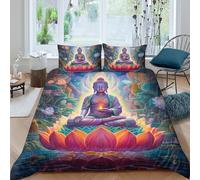 UNRXJZLVM Housse de Couette Bouddha Lotus 3D Imprimée Microfibre Décoration Chambre Ensemble de Literie Méditation Zen pour Adultes Étudiants Cadeau Single（140x200cm）