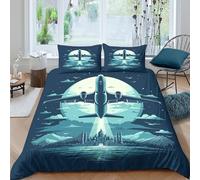 UNRXJZLVM Housse de Couette Imprimée 3D Avion Microfibre Décoration Chambre Parure de Lit Aviation Respirant Doux pour Adultes Super King（260x220cm）