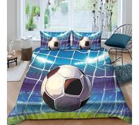 UNRXJZLVM Housse de Couette Imprimée 3D Thème Football Microfibre Parure de Lit Filet de But Décoration de Chambre Doux Respirable King（220x240cm）