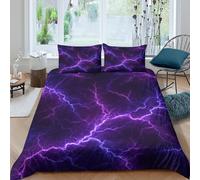 UNRXJZLVM Housse de Couette Microfibre 3D Imprimé Motif Éclair Ensemble de Lit Décoration Chambre Respirant pour Adulte Jeune Single（135x200cm）