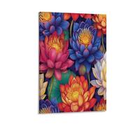 UNRXJZLVM La fleur de lotus Tableau DécoSourisif Imprimé Sur Toile Street Art Graffiti Toile Peinture Mur Art Affiches Et Impressions Oeuvre Photo Pour Salon Décor Cadeau De Noël 08x12inch(20x30cm)