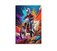 UNRXJZLVM Moto tout terrain Murale Décoration Murale Peinture Sur Toile Impression Sur Toile Pour Chambre Et Couloir Premium 16x24inch(40x60cm)