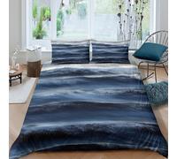 UNRXJZLVM Parure de lit 3D Imprimée Océan Minimaliste Housse de Couette Microfibre Décoration Chambre Vagues Bleues Adulte Doux Respirant Toutes Saisons Single（140x200cm）