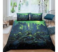 UNRXJZLVM Parure Housse 3D Ville Néon Verte Microfibre Style Urbain