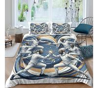 UNRXJZLVM Parure Housse de Couette Escrime 3D Microfibre Fermeture Éclair