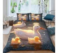 UNRXJZLVM Reflet d'eau 3D Impression Housse de Couette Canard Microfibre Ensemble de Literie Doux Décor Chambre Super King（260x220cm）