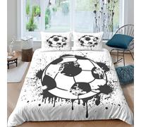 UNRXJZLVM Soccer-Ball-Grunge Parure de Lit Microfibre résistante 3 Pièces 3D Imprimée Confortable Black-White-Street- Linge de Lit avec Taie d'oreiller Ultra Douce for Enfant Double（200x200cm）