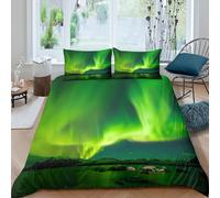 UNRXJZLVM Superbe Parure de lit Aurora Impression 3D Housse de Couette Microfibre Ensemble de lit Aurora décor Chambre Doux Respirant Super King（260x220cm）