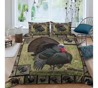 UNRXJZLVM Wild Turkey Ensemble De Literie Confortable Microfibre Hypoallergique 3 pièces Nature Wildlife Housse de Couette avec Fermeture Éclair Résistante for Décoration de Chambre Single（135x200cm）