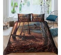 UNRXJZLVM Wild Turkey Flight Ensemble De Literie 3 Pièces 3D Imprimée Hypoallergique Forêt Wildlife scène Linge de Lit avec 2 Taies d'oreiller Hypoallergique for Décoration de Chambre King（220x240cm）
