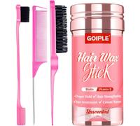 Unscented Hair Wax Stick,Women's Hair Wax,Long Lasting Hair Wax,Styling Wax Stick,Smoothing And Smoothing Stick For Curly Hair With Edge Brush,Bristle Brush And Hair Comb