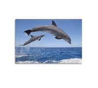 UNSGA Poster décoratif sur toile représentant un animal marin, un dauphin sautant et une image d'art moderne pour chambre à coucher (30 x 45 cm)